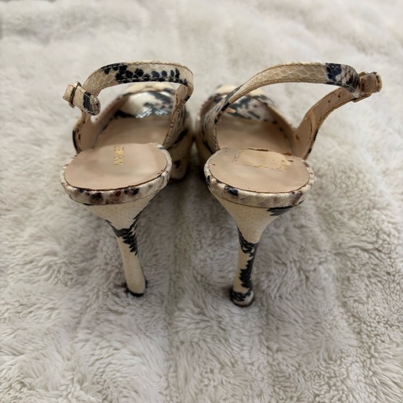Nine West Black and Cream Snakeskin Peep toe High Heels Size 7 - Picture 10 of 15